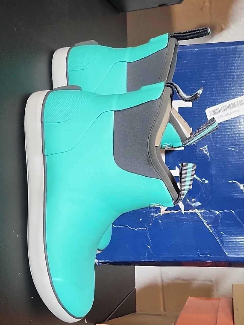 Huk Teal and White Slip-On Water Sneaker